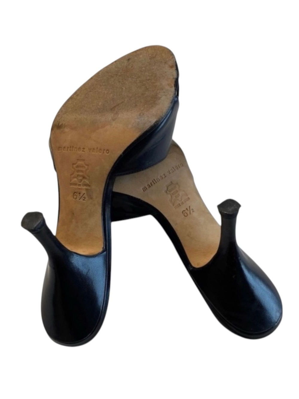 Martinez Valero ☻︎ Cut Out Heeled Mules Slides Sandal ☻︎ Black Leather ☻ 6.5M ☻︎ - Picture 13 of 16